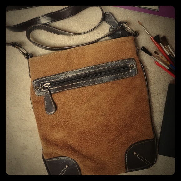 Handbags - Suede Leather Crossbody Bag